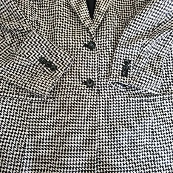 Talbots Houndstooth Blazer Vintage Silk Blend - Navy Cream - size 12- EUC - Picture 4 of 9